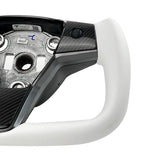 FACIA White Leather Yoke Steering Wheel for Tesla Model 3 / Y Style 7