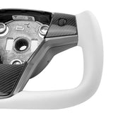 FACIA White Leather Yoke Steering Wheel for Tesla Model 3 / Y Style 7