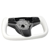 FACIA White Leather Yoke Steering Wheel for Tesla Model 3 / Y Style 7