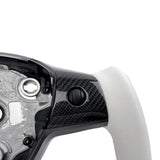 FACIA White Leather Yoke Steering Wheel for Tesla Model 3 / Y Style 7