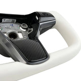 FACIA White Leather Yoke Steering Wheel for Tesla Model 3 / Y Style 7
