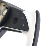 FACIA Yoke Style Steering Wheel for Model 3 / Y Black and White Leather