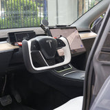 FACIA Yoke Style Steering Wheel for Model 3 / Y Black and White Leather