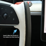 FACIA Yoke Style Steering Wheel for Model 3 / Y Black and White Leather