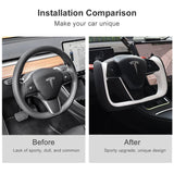 FACIA Yoke Style Steering Wheel for Model 3 / Y Black and White Leather